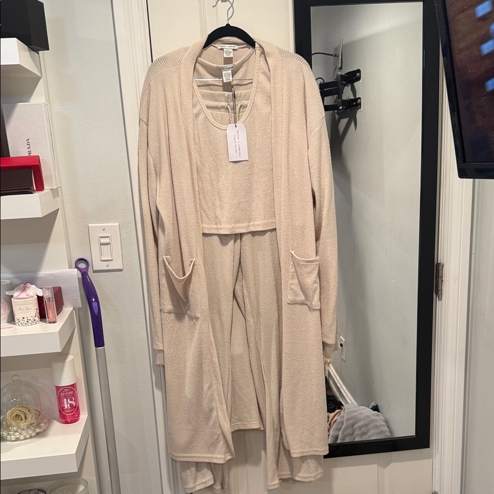 Together Ribbed Tank & Cardigan Set in Cream